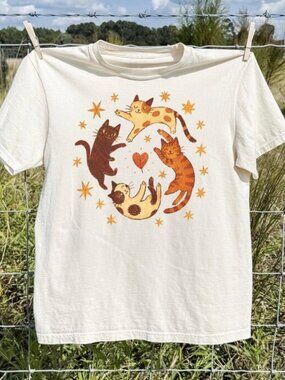Cute Cat Shirt, Cat Lover Tee, Whimsical Cat Shirt Gift